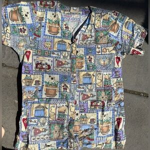 Cottonality Snap Front Scrub Top